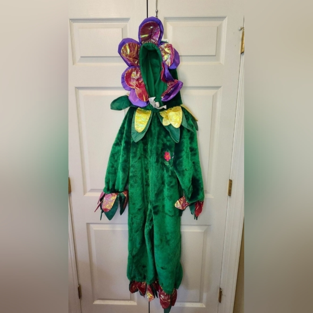 **Vintage 1998 Chrisha Playful Plush Green Flower costume Kids Size 4-6  EUC